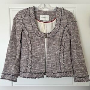 Banana Republic Jacket/Blazer Tweed 3/4 Sleeve Zip Cotton Blend‎ Size 4 EUC